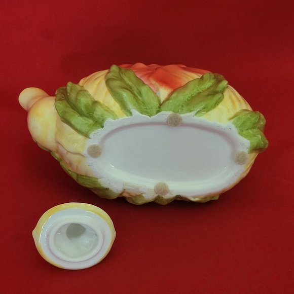 Ceramic Pink Flower and Leaves Tea Pot with Lid - Picture 9 of 13